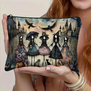 5 Gothic Witches Makeup Bag Zip Closure NWT